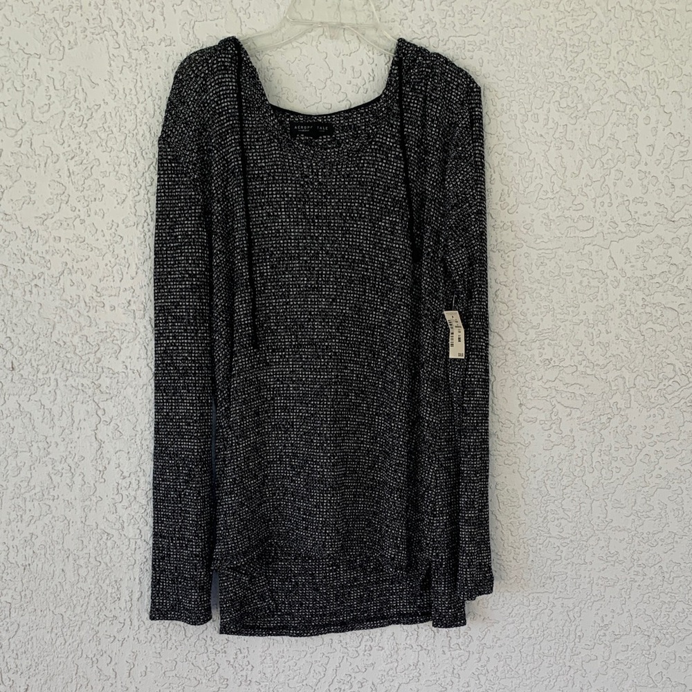 Aeropostale Black and Gray Knit Hoodie/Tunic size L